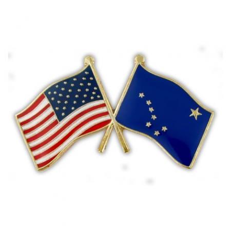 Alaska and USA Crossed Flag Pin 