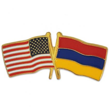 USA and Armenia Crossed Flag Pin 