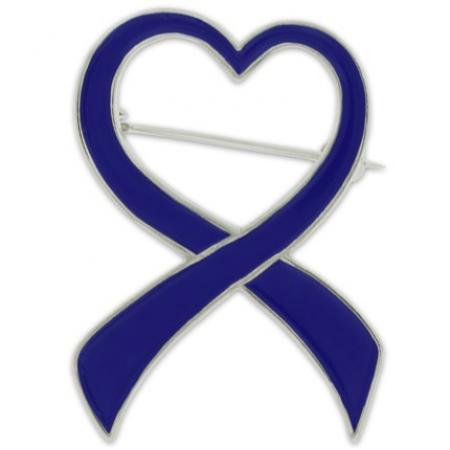 Blue Heart Ribbon Brooch