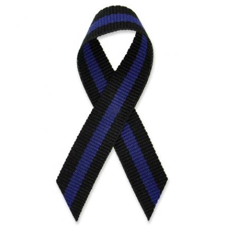 Black with Blue Stripe Cloth Ribbon Pin Pack of 25