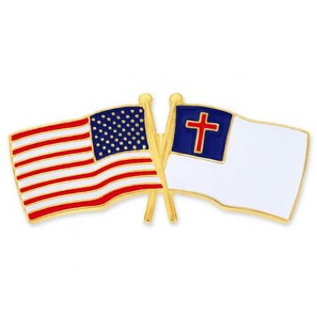 USA and Christian Flag Pin