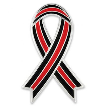 Thin Red Line Awareness Ribbon Pin
