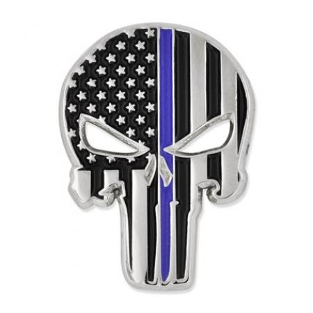 Thin Blue Line Skull Pin