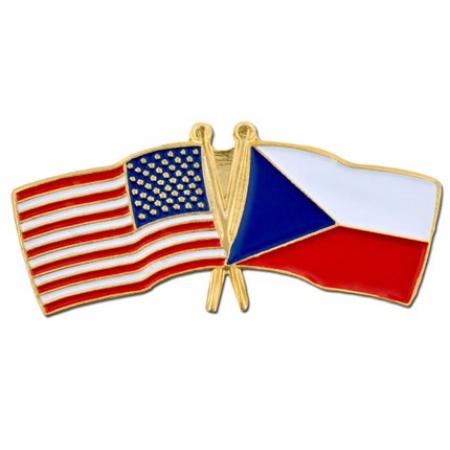 USA and Czech Flag Pin 