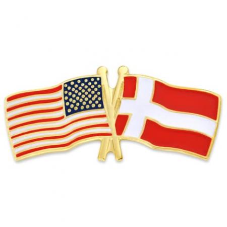 USA and Denmark Flag Pin 