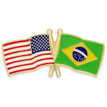 USA and Brazil Flag Pin 