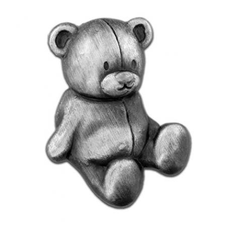 Teddy Bear Pin - Antique Silver