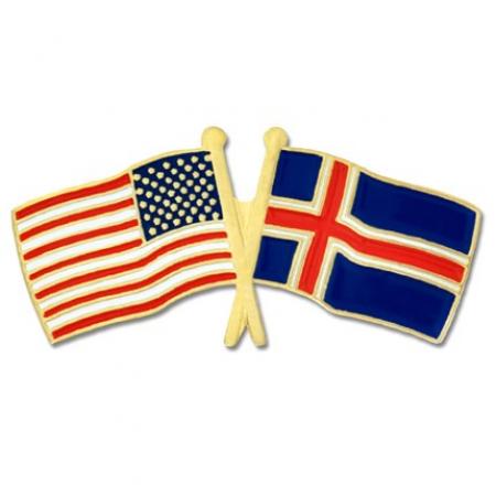 USA and Iceland Flag Pin