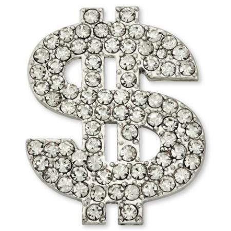 Rhinestone Dollar Sign ($) Pin