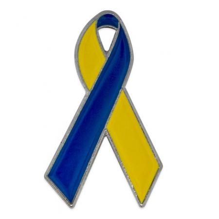 Blue and Yellow Down Syndrome Awareness Ribbon Pin