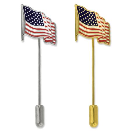 Waving American Flag Stick Pin 