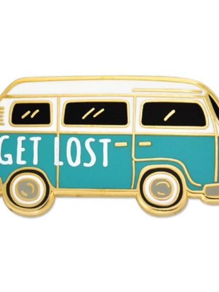 Get Lost Hippie Van Pin
