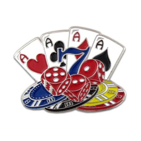     Cards Dice and Poker Chips Pin