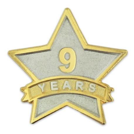     Years of Service Star Pin - 9 Years