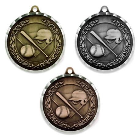     2” Diamond Cut Baseball Medal - Engravable