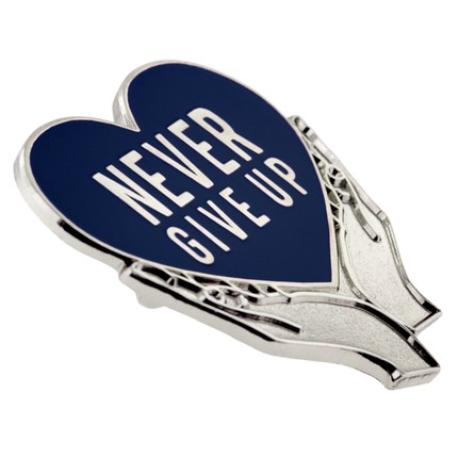     Never Give Up Pin - Blue