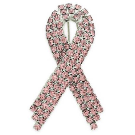     Pink Rhinestone Ribbon Pin