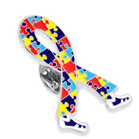     Walking Autism Ribbon Pin