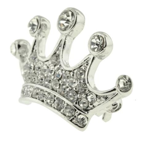     Large Silver Rhinestone Crown Pin