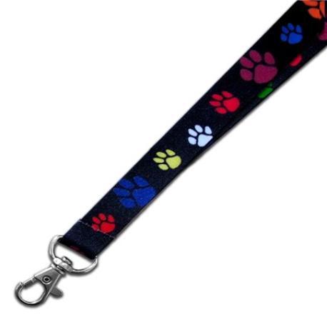     Multi-Colored Paw Print Lanyard